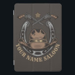 Wild West Revolver Horseshoe Western Cowboy Saloon iPad Pro Cover<br><div class="desc">Anpassbare NAME Western Cowboy Revolvers,  Hat,  Horseshoe und Sheriff Abzeichen Wild West Saloon Design. Personalisieren Sie mit Ihrem Namen oder benutzerdefinierten Text!</div>