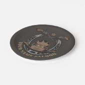 Wild West Revolver Horseshoe Western Cowboy Saloon Pappteller (Schrägansicht)