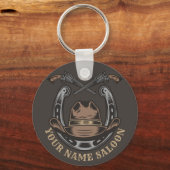 Wild West Revolver Horseshoe Western Cowboy Saloon Schlüsselanhänger (Vorderseite)