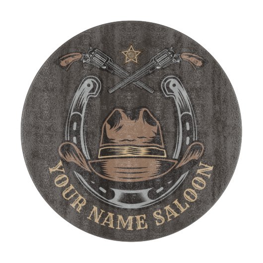 Wild West Revolver Horseshoe Western Cowboy Saloon Schneidebrett (Vorderseite)