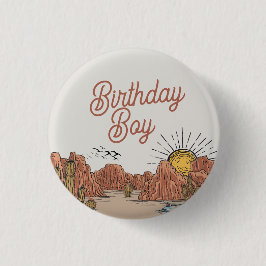 Wild West Rodeo Abenteuer erwartet Geburtstagsjung Button