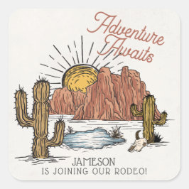 Wild West Rodeo Baby Shower Quadratischer Aufkleber