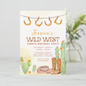 Wild West Rodeo Birthday Invitation ・ Cowgirl Einladung (Stehend Vorderseite)