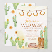 Wild West Rodeo Birthday Invitation ・ Cowgirl Einladung (Vorne/Hinten)