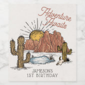 Wild West Rodeo Birthday Party Weinetikett (Einzelnes Label)