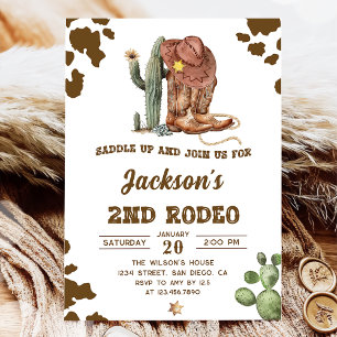 Wild West Rodeo Cowboy 2. Geburtstag Party Einladung