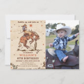 Wild West Rodeo Cowboy Birthday Foto Einladung (Vorderseite)
