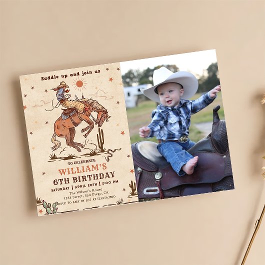Wild West Rodeo Cowboy Birthday Foto Einladung