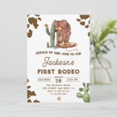 Wild West Rodeo Cowboy Einladung zum Geburtstag (Stehend Vorderseite)
