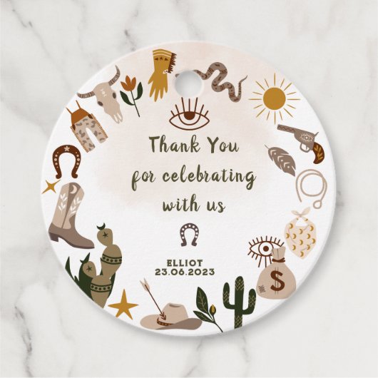 Wild West Rodeo Cowboy Geburtstag vielen Dank Geschenkanhänger (Vorderseite)