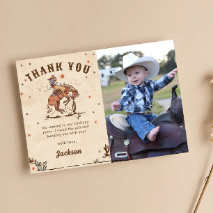 Wild-West-Rodeo-Cowboy-Geburtstagsfoto Dankeskarte