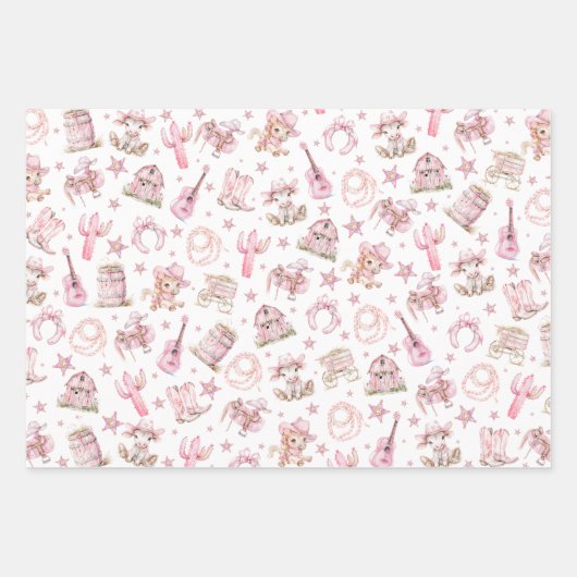 Wild West Rodeo Cowgirl Geschenkpapier Set (Vorderseite)