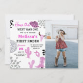 Wild West Rodeo Disco Pink Cowgirl Birthday Foto Einladung (Vorderseite)