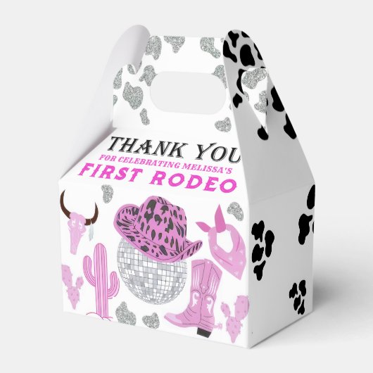 Wild West Rodeo Disco Pink Cowgirl Birthday Geschenkschachtel (Vorderseite)