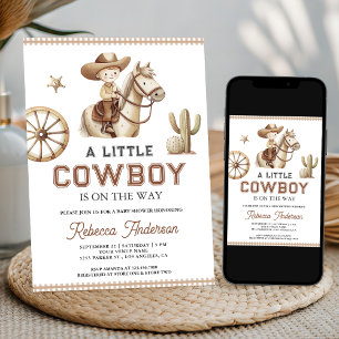 Wild West Rodeo Kleiner Cowboy QR-Code Baby Shower Einladung
