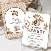 Wild West Rodeo Little Cowboy QR Code Baby Shower Einladung