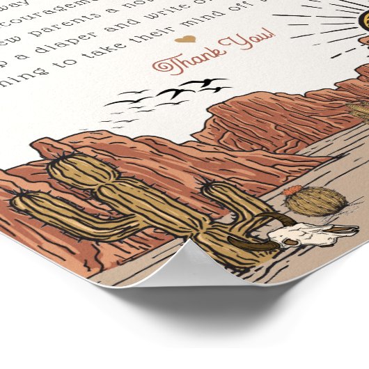 Wild West Rodeo Windeln Gedanken Babydusche Zeiche Poster (Ecke)