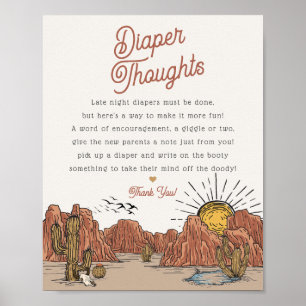 Wild West Rodeo Windeln Gedanken Babydusche Zeiche Poster