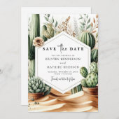 Wild West Romantic Cactus Wedding Save The Date (Vorne/Hinten)