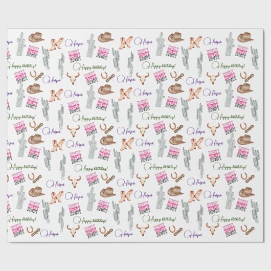 Wild-West-Rosa-Western Geschenkpapier (Flach)
