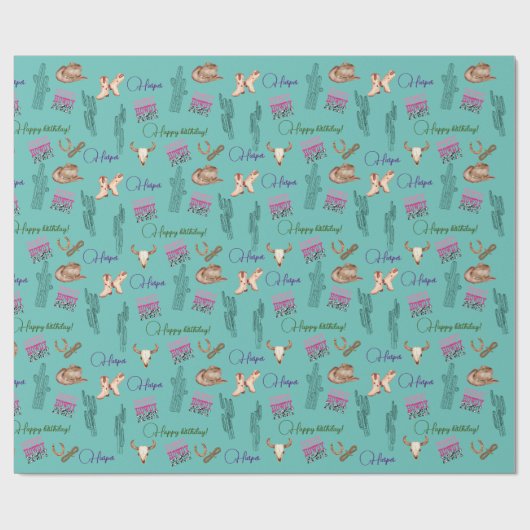 Wild-West-Rosa-Western Geschenkpapier (Flach)