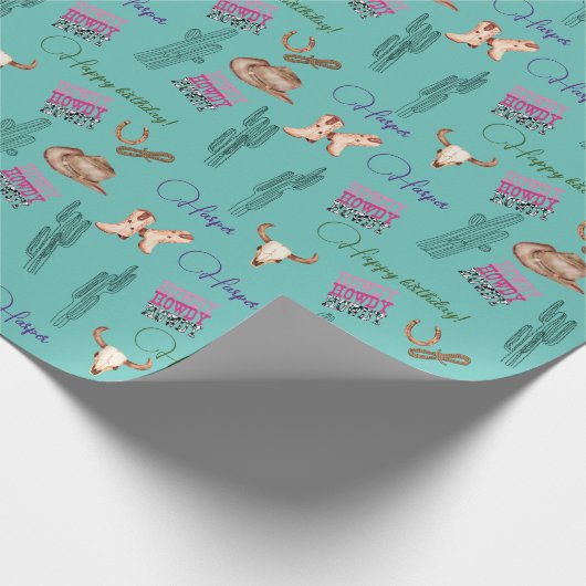 Wild-West-Rosa-Western Geschenkpapier (Ecke)
