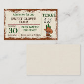 Wild West Rustic Cowboy Western Party Ticket Begleitkarte (Vorne/Hinten)
