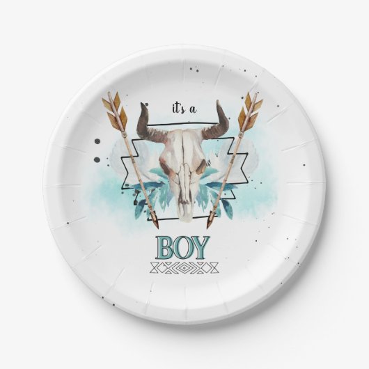 Wild West | Rustikaler Schädel und Pfeile | Das is Pappteller (Vorderseite)