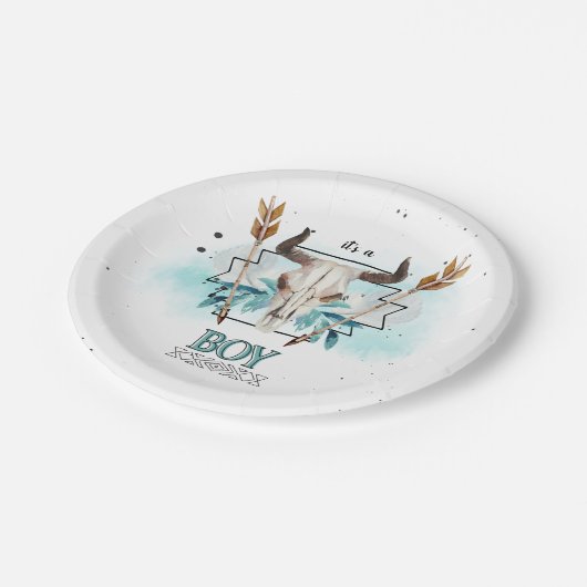 Wild West | Rustikaler Schädel und Pfeile | Das is Pappteller (Schrägansicht)