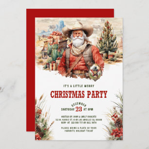 Wild West Santa Cowboy Christmas Invite Einladung