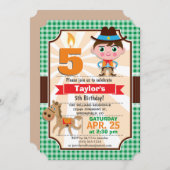 Wild West Sheriff Boy; Green Birthday Party Einladung (Vorne/Hinten)