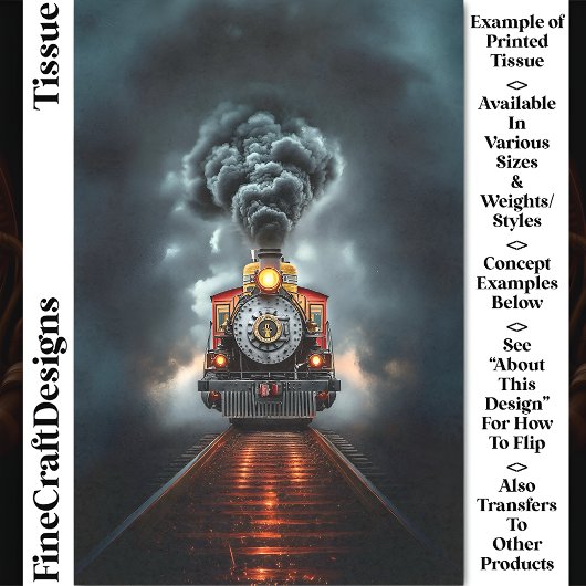 Wild West Steampunk Locomotive Train CJ6 Decoupage Seidenpapier