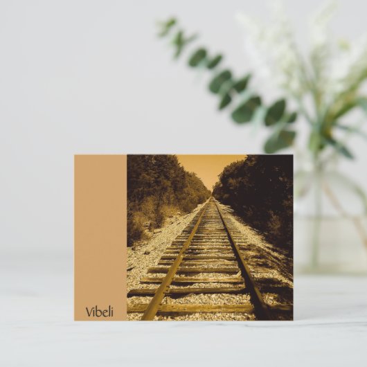 Wild West Train Track Post Card von Vibeli Postkarte (Stehend Vorderseite)