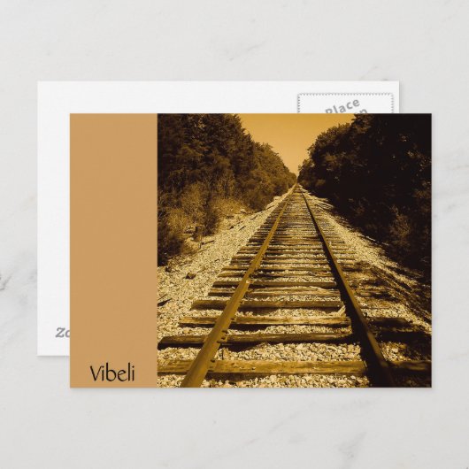 Wild West Train Track Post Card von Vibeli Postkarte (Vorne/Hinten)
