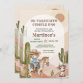 Wild West Vaquerito Cowboy Birthday Spanisch Einladung (Vorne/Hinten)