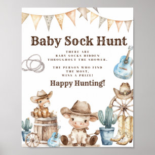 Wild West Vaquero Birthday Baby Sock Jagen Poster
