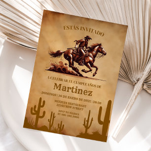 Wild West Vaquero Cowboy Birthday Spanisch Einladung