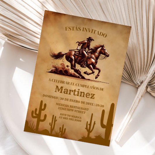 Wild West Vaquero Cowboy Birthday Spanisch Einladung