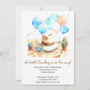 Wild West Watercolor Cowboy Baby Shower Einladung