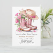 Wild West Watercolor Cowgirl Baby Shower Einladung (Stehend Vorderseite)