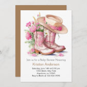 Wild West Watercolor Cowgirl Baby Shower Einladung (Vorne/Hinten)