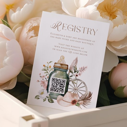 Wild West Western Baby Shower QR Code-Registrierun Begleitkarte