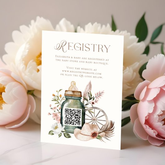 Wild West Western Baby Shower QR Code-Registrierun Begleitkarte