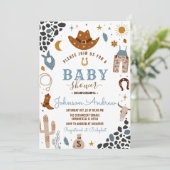 Wild West Western Baby Shower Rodeo Boy Einladung (Stehend Vorderseite)