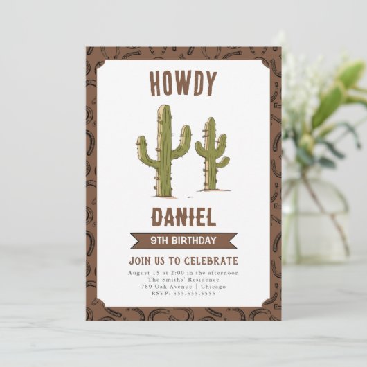 Wild West Western Birthday Party Einladung (Stehend Vorderseite)