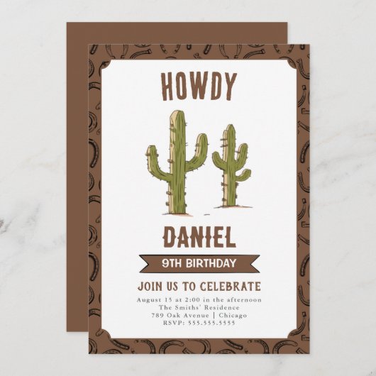 Wild West Western Birthday Party Einladung (Vorne/Hinten)