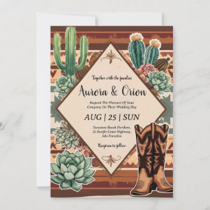 Wild West Western boho Hochzeitseinladungen Einladung