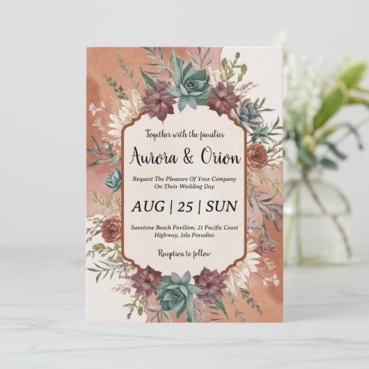 Wild West Western boho Hochzeitseinladungen Einladung (Stehend Vorderseite)