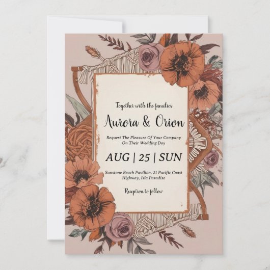 Wild West Western boho Hochzeitseinladungen Einladung (Vorderseite)