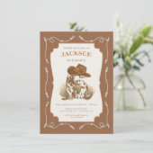 Wild West Western Cowboy 6th Birthday Party Einladung (Stehend Vorderseite)